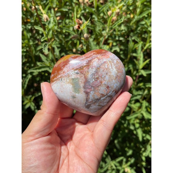Unique Ocean Jasper Heart | Pastel Ocean Jasper - Picture 5 of 5